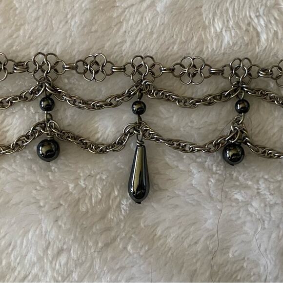 15” Clasp Marked Solid Copper Chandelier Necklace Hematite stones - Picture 6 of 10